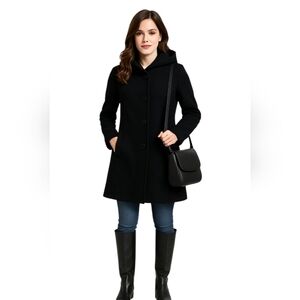 J. Crew Wool Cashmere by Nello Gori Long Coat in Black Neutral Lux Winter hood